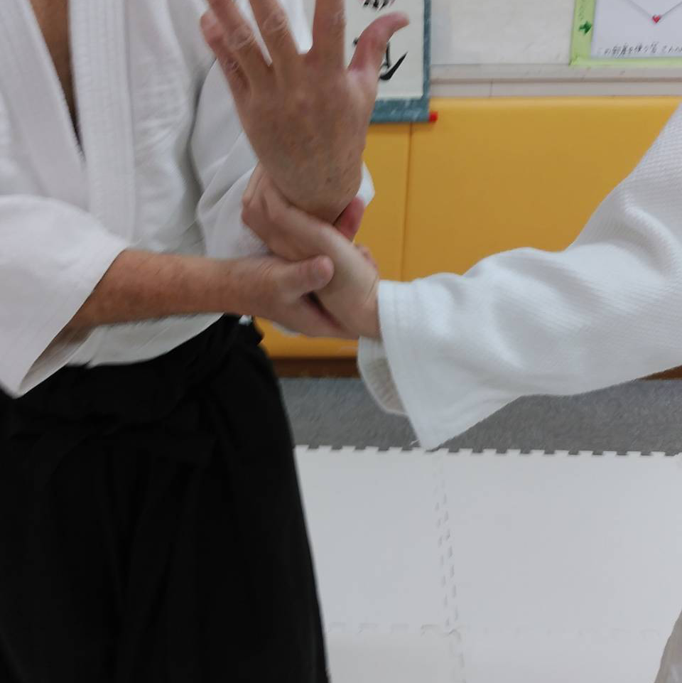 手の取り方を稽古する様子
